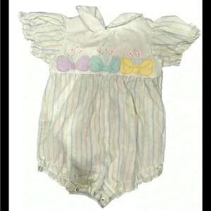 Vintage 3/6 months Baby Outfit Embroidered Bows Flowers 90s/80s